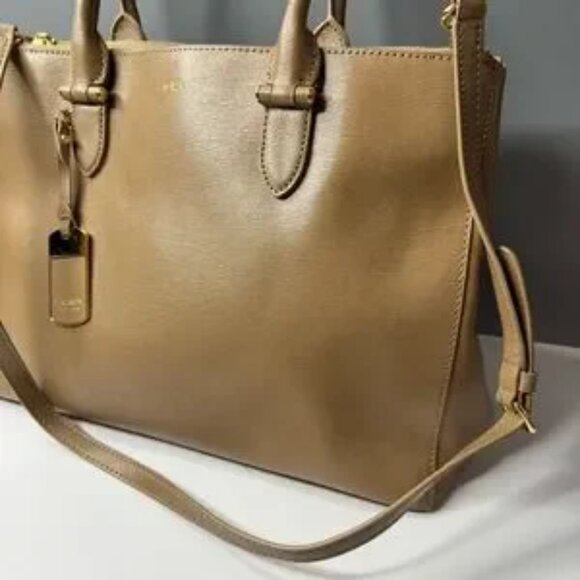 Lauren Ralph Lauren Newbury Genuine Leather Satchel Tote Crossbody - Picture 4 of 8
